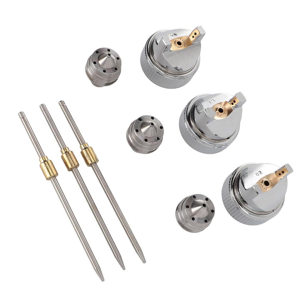 3 Sets Needle Fluid Nozzle Air Cap Kit H 827 1.4 1.7 2.0mm Stable Performance Brass Plastic Fluid Tip Size Set Up
