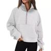 Womens Oversized Half-Zip Pullover Hoodie Loose Fit Long Sleeve Raglan Casual Top Winter