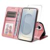 For Samsung Galaxy S25 Edge PU Leather Wallet Case ENKAY HAT PRINCE Phone Stand Cover with Tempered Glass