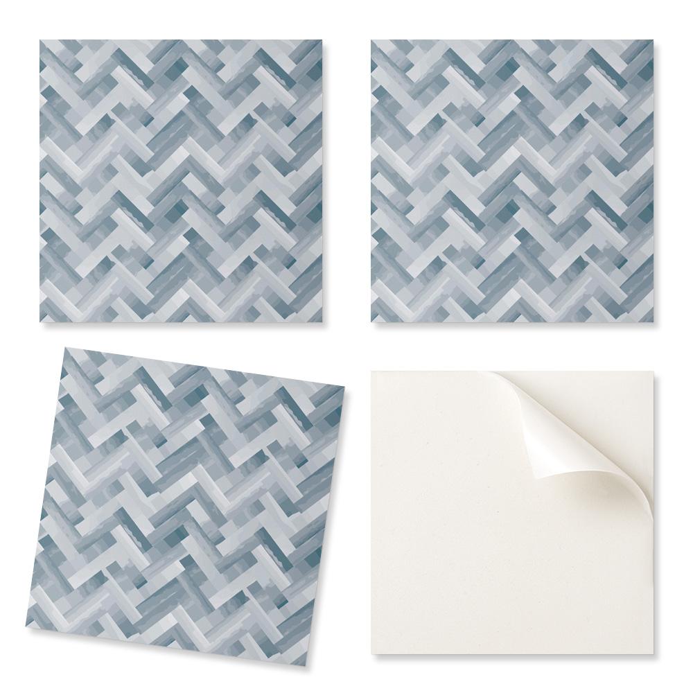 Pack of Vinyl Tiles with Decor for Kitchen or Bathroom Zigzag Stripes Pattern 20x20x20 cm