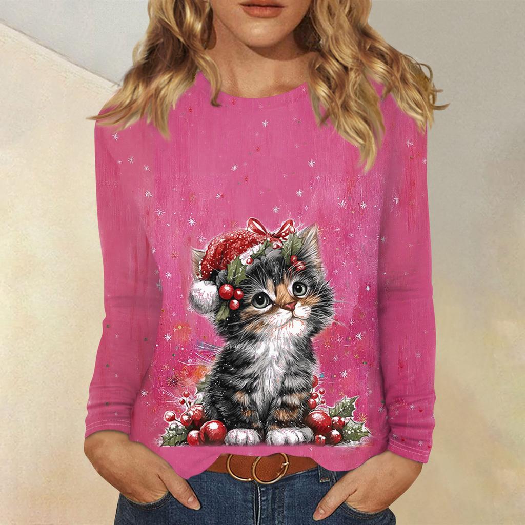 Рубашки с длинным рукавом для женщин, милые футболки с графическим принтом, блузки, повседневные базовые топы больших размеров, пуловеры