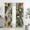 Шторы с принтом животных в тропическом лесу, полузатемняющие, шторы с карманами на штанге для кухни, кафе, гостиной, украшения дома