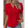 Летняя женская рубашка с коротким рукавом и V-образным вырезом, модная свободная кружевная блузка больших размеров, женская однотонная уличная одежда, повседневные простые топы, женская одежда 3730