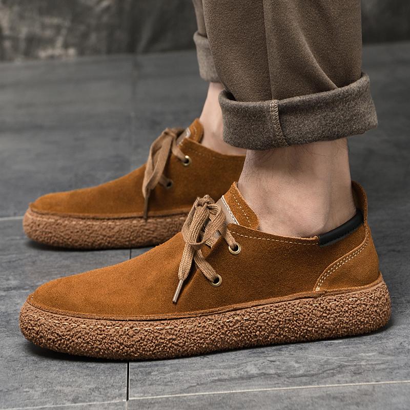 Fashion 2024 New Men Casual Suede Shoes Luxury Genuine Leather Work Shoes Fashion Lace-up Comfy Flats British Business Party Dress Shoes