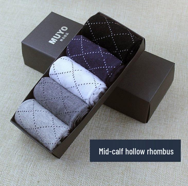 Мужские повседневные жаккардовые носки до середины икры - подарочная коробка 5 пар для осени/зимы