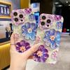 Fashion Purple Flowers Pattern Phone Case with Lens Protective Film For Iphone 13 12 Pro Max 11 15promax 14plus 12promax Soft Silicone Back Cover