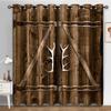 Vintage Wood Door Window Curtains Rustic Brown Retro Style Design for Bedroom Living Room Grommet Window Drapes 2 Panel Set