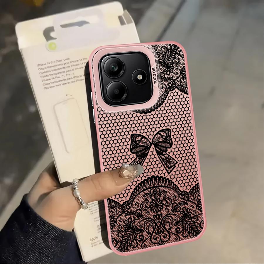 Дизайнерский Черный Кружевной Чехол для Xiaomi Redmi Note 9 10 K60 12C A5 10C 13C 9C 9T 14C A1 A2 Plus Задняя Крышка Телефона