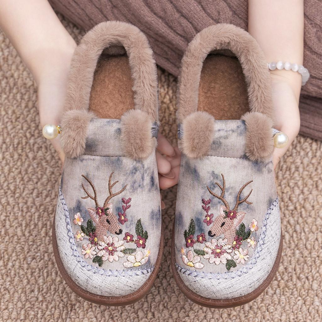 Cotton Shoes Women's Winter Plus Velvet Thickened Old Beijing Cloth Shoes National Style Cotton Boots Widened Thick-soled Mother Shoes