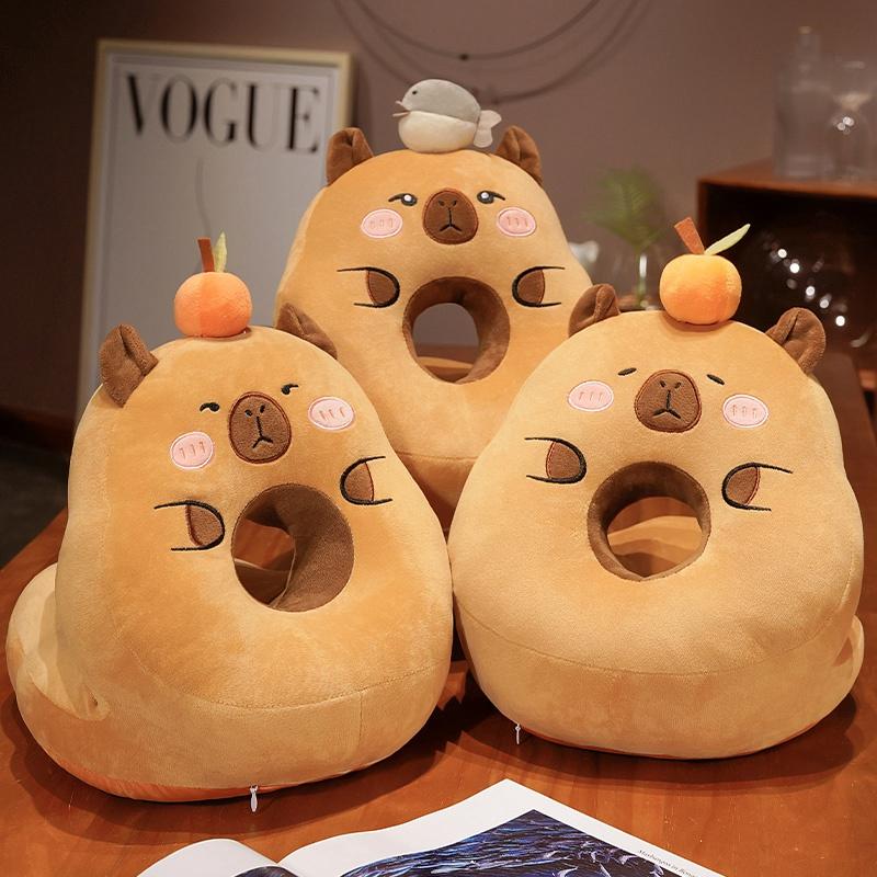 Плюшевая Капибара Подушка для Сна Мультяшная Подушка-Капибара Для Офисного Стула Поясная Поддержка Спины Диван Домашний Декор Подарки
