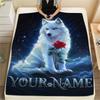 1PC Custom Name Wolf Dreamcatcher Night Patterned Flannel Blanket Suitable For All Seasons for Home Decor Warmth and Comfort Gifts Holiday Present_lx