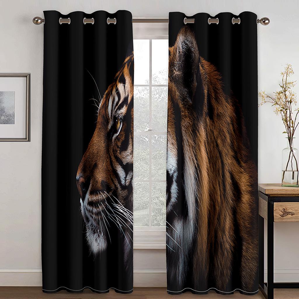 Cougar Wild Lion Tiger Wolf Animal Print Window Curtains for Kids Room Luxury Bedroom Hotel Home Decor Window Balcony Drapes