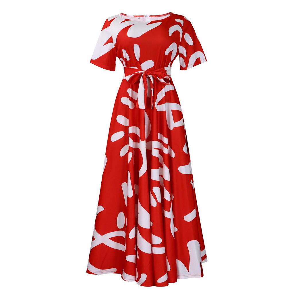 Новое женское платье из африканского кружева 2024 года: Короткие рукава, свободный крой, большие размеры, элегантная мода