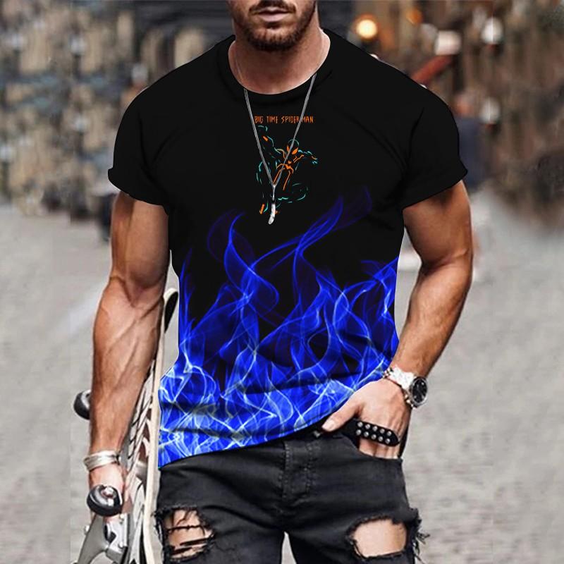 Трендовая градиентная печать повседневная свободная мужская футболка с короткими рукавами и 3D-цифровым принтом, круглый вырез, свободный крой