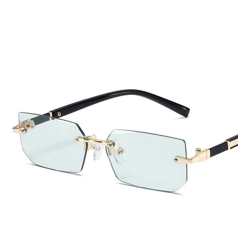 Модные солнцезащитные очки без оправы для мужчин и женщин, модные безрамочные прямоугольные солнцезащитные очки в стиле ретро, ​​летние очки для путешествий UV400