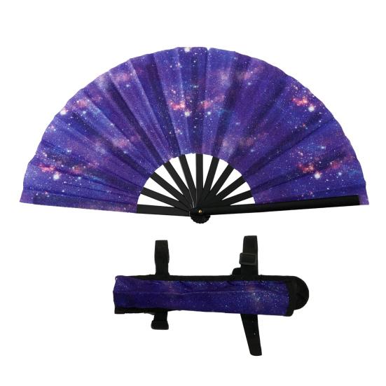 Yousheng Rave Folding Hand Fan Glitter Holographic Handheld Fan Rave Party Dancing Clap Fan for Festival Club Performance