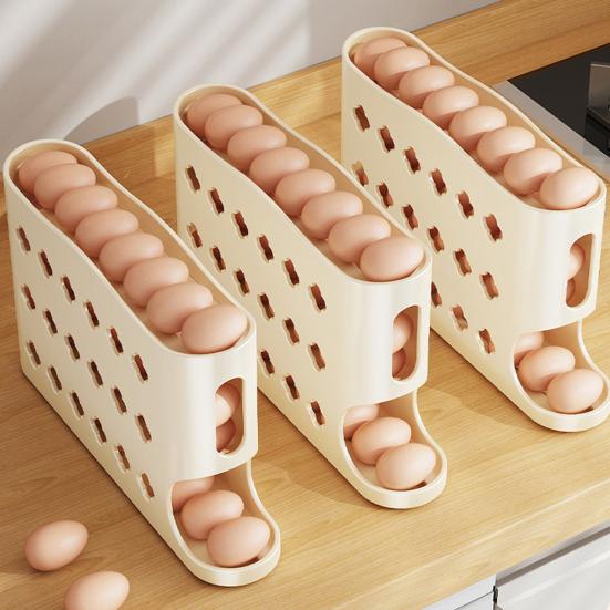 Подставка для яиц для холодильника, автоматический диспенсер для яиц, компактный 4-ярусный органайзер для яиц вмещает 30 яиц для хранения в холодильнике, на кухонной столешнице