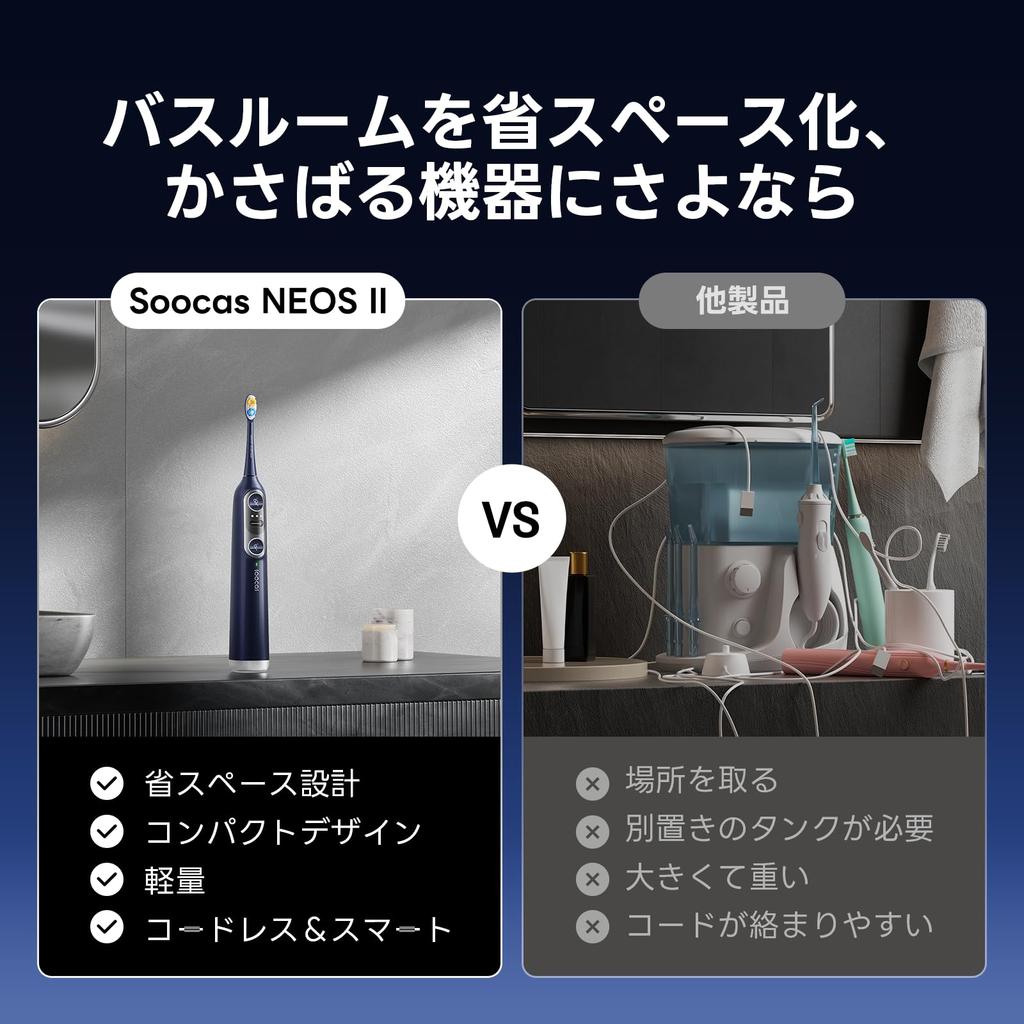 Электрическая зубная щетка Soocas NEOS II со струей воды Sonic Oral Interdental Water 124 PSI Высокая эффективность против налета Аккумулятор IPX8 Идеально для путешествий и командировок Темно-фиолетовый