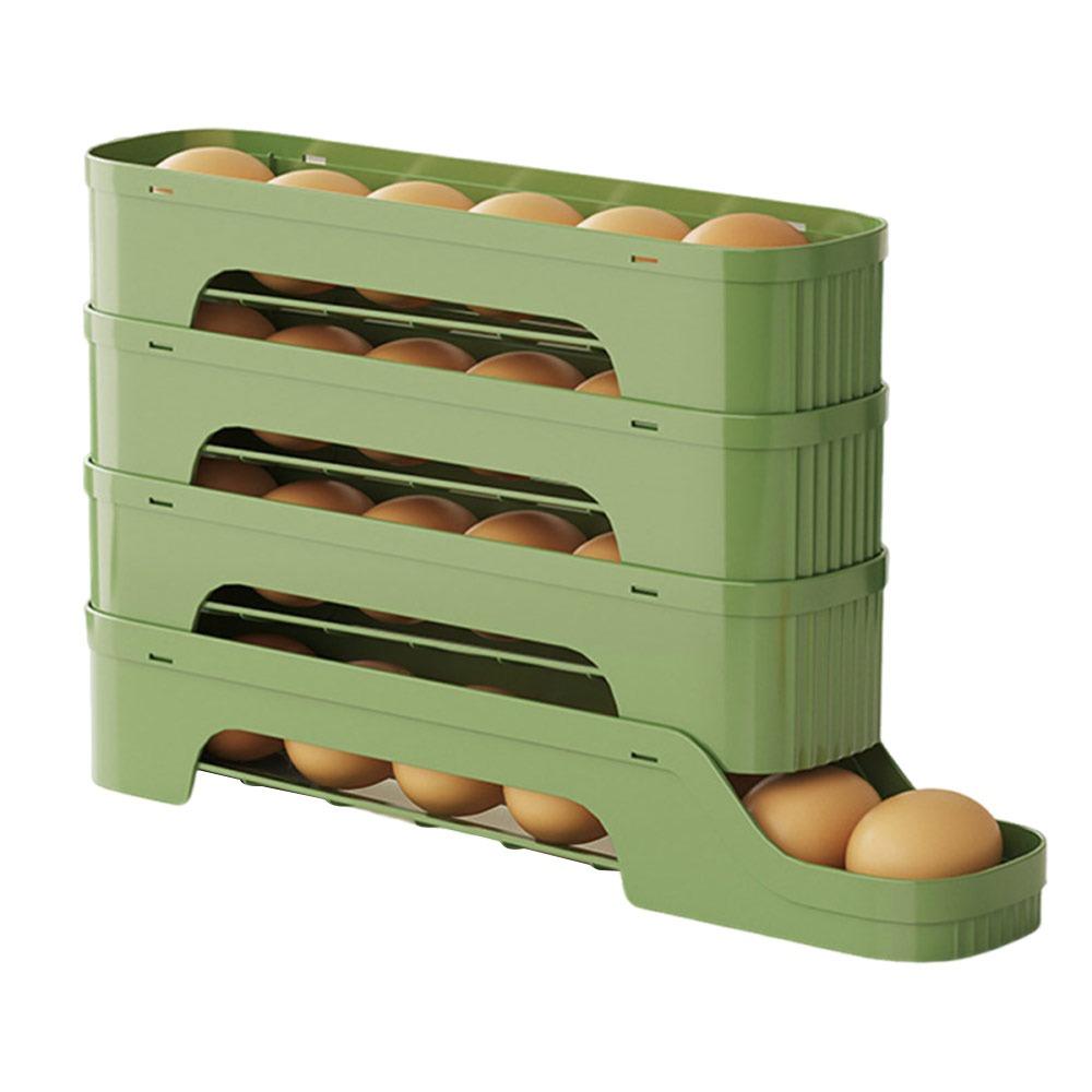 Large Capacity Automatic Egg Roller Slide Organizer Refrigerator Egg Storage Box  Kitchen