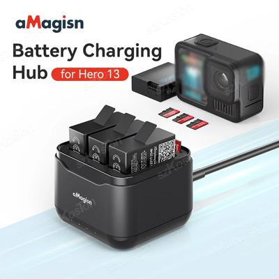 3-сторонняя зарядная стойка для аккумулятора Go Pro Hero 13, быстрое зарядное устройство, зарядная док-станция, подставка для зарядки аккумулятора, аксессуары для спортивной камеры