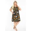 Женское горчично-зеленое платье миди с узором в виде листьев большого размера
