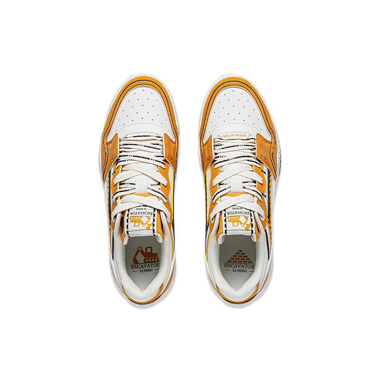 Li Ning Moon White Dream Устойчивые к истиранию, Дышащие, Легкие Низкие Кеды для скейтбординга Унисекс Оранжевый Белый AGCS427-12