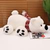 Cartoon Big Nose Polar Bear Plush Toy, Cute Lying Down Stuffed Animal with Scarf, Soft White Bear Doll Gift