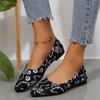 Women's Flat Shoes Autumn New Pointed Head Shallow Mouth Cloth Surface Printed Soft Sole Non-slip Low Top Shoes