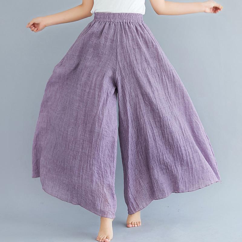 Dimanaf Plus Size 2021 Women Linen Pants Elastic Vintage Korea Basic Female Large Size Fashion Slacks Wide Leg Oversize Loose Pants