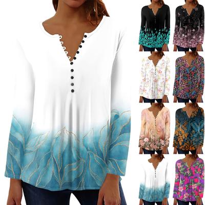 Женский повседневный топ свободного покроя с длинным рукавом и пуговицами