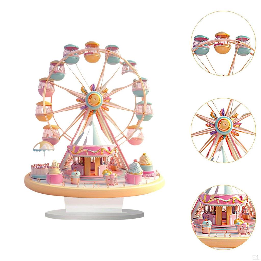 Wheel Ornament Desktop Decoration Creative Table Centerpiece 2D Acrylic Decor with Base for