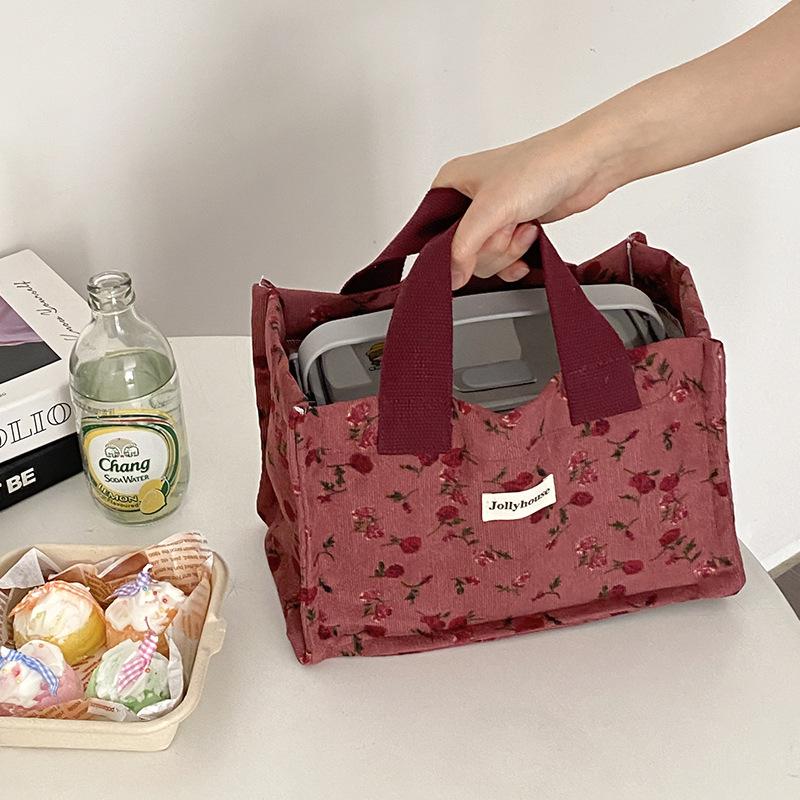 Да язык/маленький свежий литературный пикник цветочная сумка для ланча сумка для бенто ручная переноска универсальная ручная переноска маленькая квадратная сумка