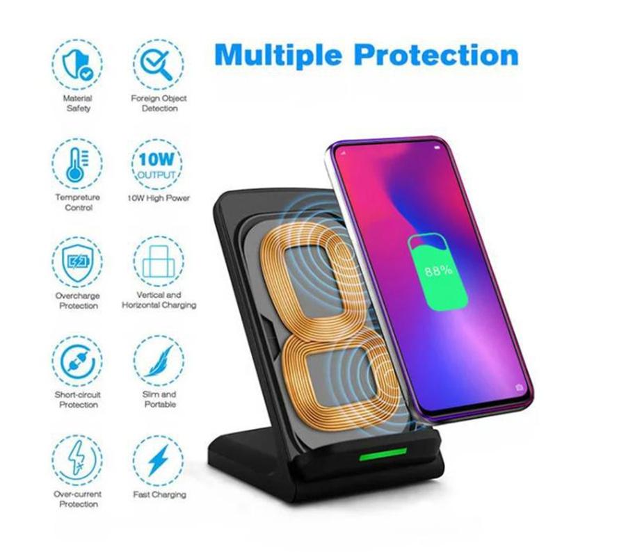 10W Wireless Fast Charging Bracket Desktop Vertical Mobile Phone Charger Holder