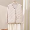 Women's Slim Wool Quilted Diamond Vest, Light and Warm for Autumn/Winter (White)