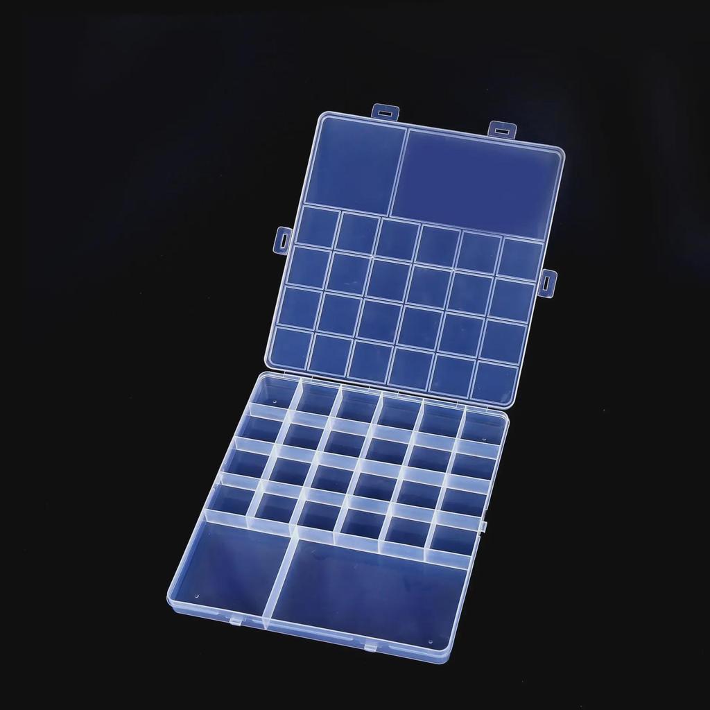 26-секционная прозрачная коробка для хранения украшений и бусин - пластиковый органайзер своими руками