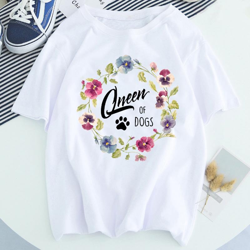 Women Dog Paw Print Short Sleeve Fashion Printed Summer Lady Womens Clothing Tops T-Shirt Shirt Tees Female T Shirt
