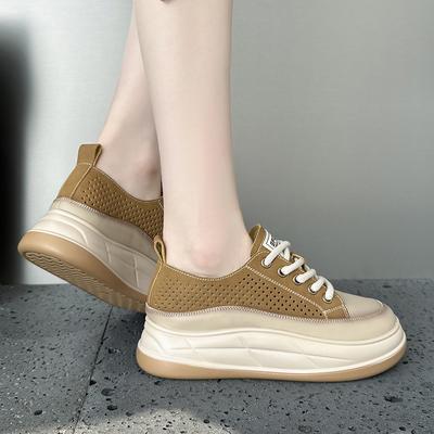 Женские сандалии новые ретро на скрытой платформе полые женские туфли универсальные кожаные белые туфли спортивный тренд