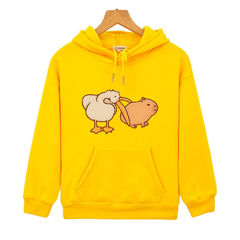 Толстовки с капюшоном «Пеликан и капибара», очень милый свитшот, топы с длинными рукавами для мальчиков и девочек, детская одежда для малышей, одежда Y2k, пуловер для детей