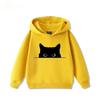 Children's Round Neck Hooded Sweatshirt Loose Comfortable Casual Daily Simple Sporty Versatile Cute Cat Printed Long Sleeved Top