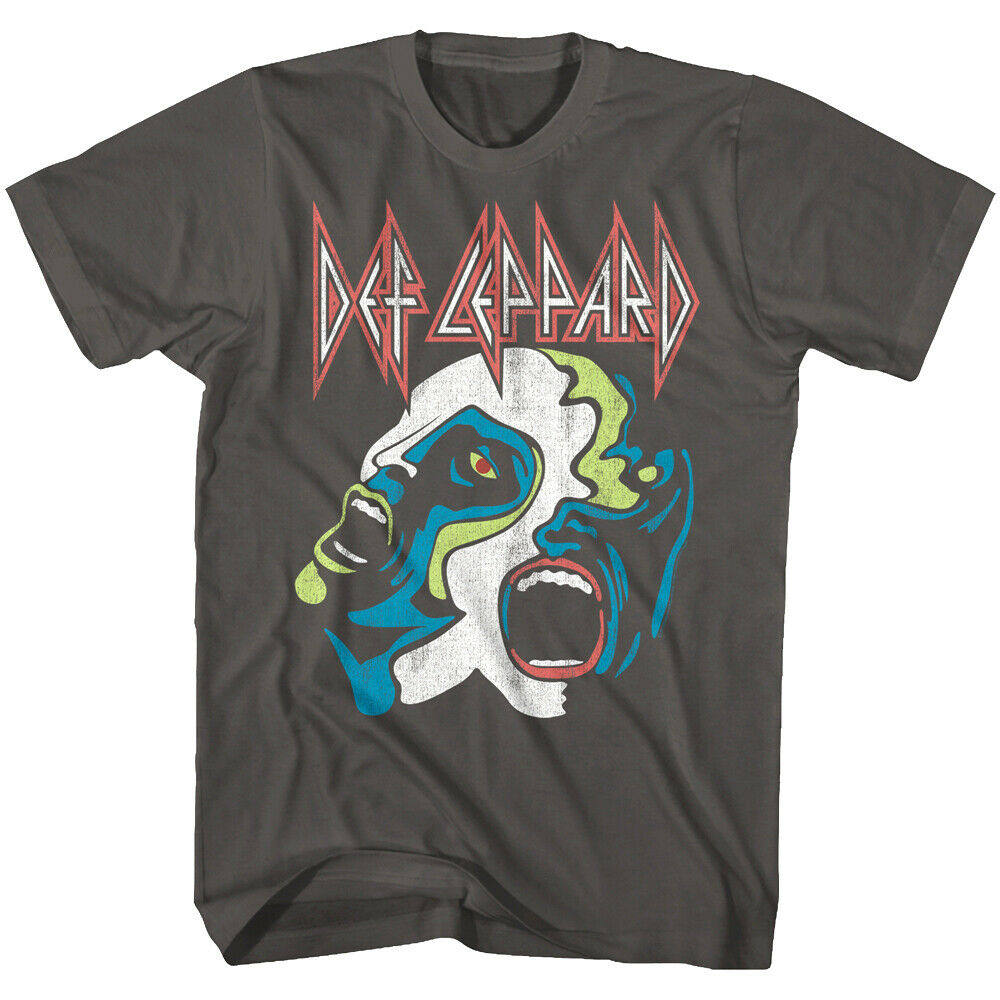 Fit 1980s Def Leppard Men's T-shirt with Leopard Pattern Directly Sprayed