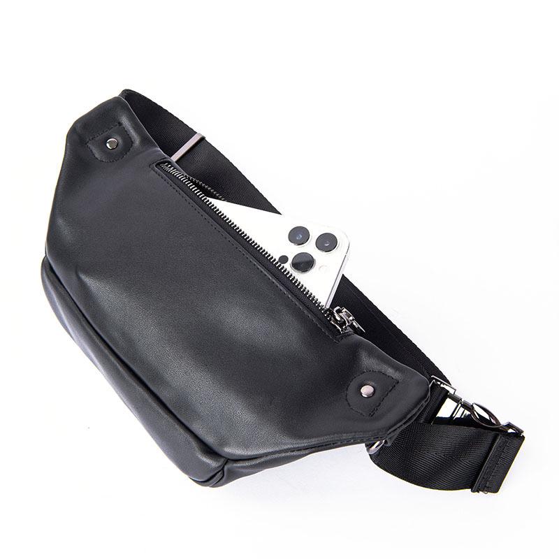 Мужская модная минималистичная поясная и нагрудная сумка - Натуральная коровья кожа, Мягкая повседневная кроссбоди, Японский и корейский стиль