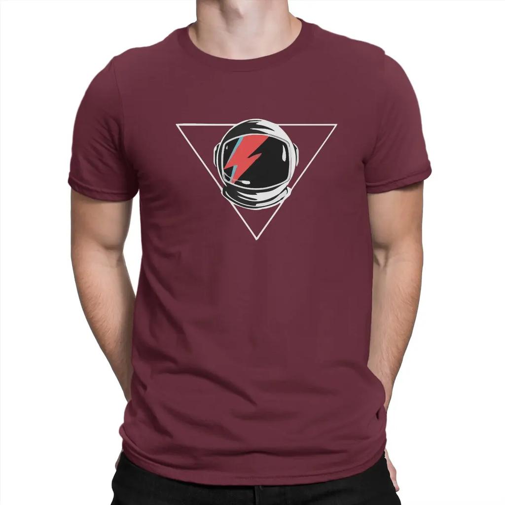 Men T-Shirts Space Vintage Cotton Tee Shirt Short Sleeve Cool Cool B-Bowie T Shirts Crewneck Clothes Unique