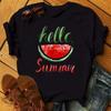 Maycaur Tee Women T-shirt Summer Short Sleeve Avocado Print Clothes Fashion  Cartoon Fruit Graphic T Shirt Kawai Female Tops TEE