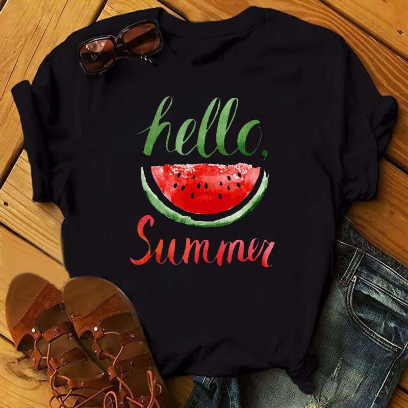 Maycaur Tee Women T-shirt Summer Short Sleeve Avocado Print Clothes Fashion Cartoon Fruit Graphic T Shirt Kawai Female Tops TEE