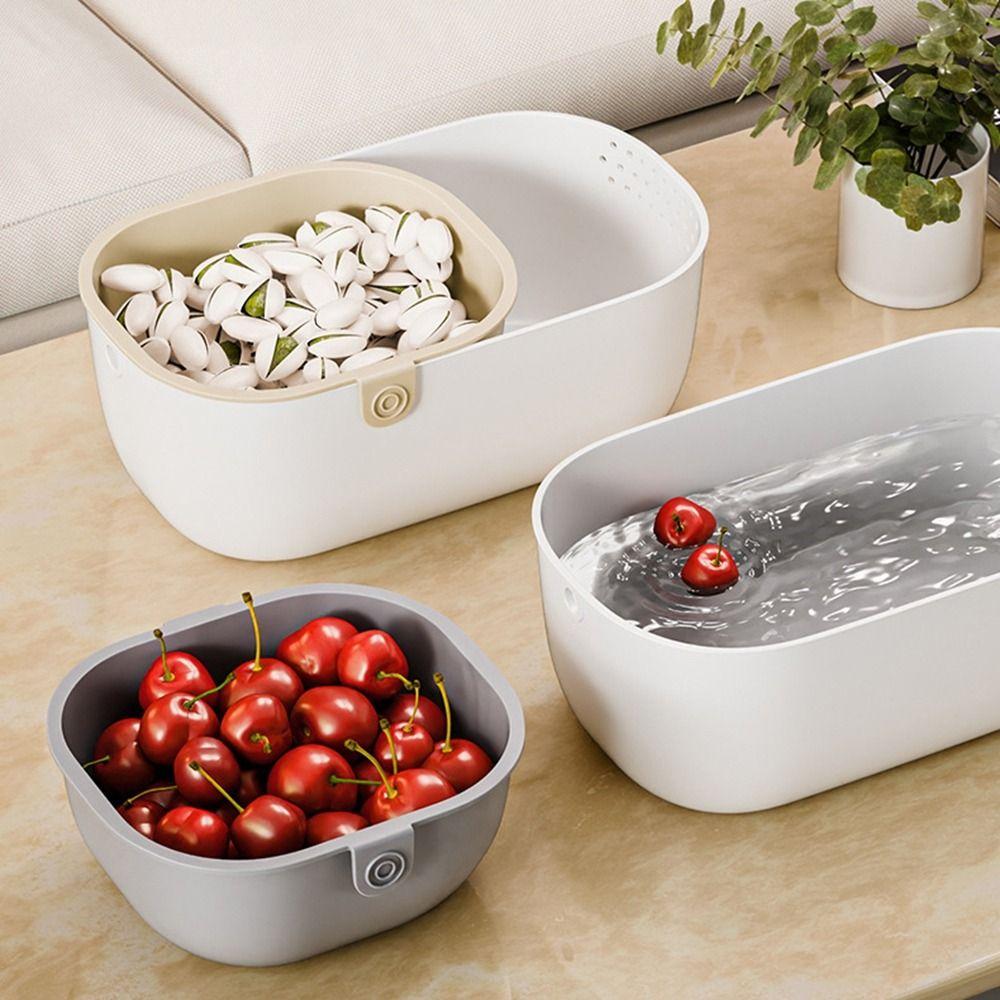 Drainable Double-Layer Fruit Drain Basket Thickened Dried Fruit Box Snack Storage Box Kitchen