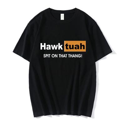 Футболка с принтом мема Hawk Tuah Spit on That Thing, смешная футболка, мужская и женская, повседневная, хлопковая, оверсайз, с коротким рукавом, стритвир