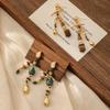GEMCHIC Women's Bohemian Handmade Beaded Drop Earrings with Natural Stone, Shell & Gold Plated 925 Silver Posts