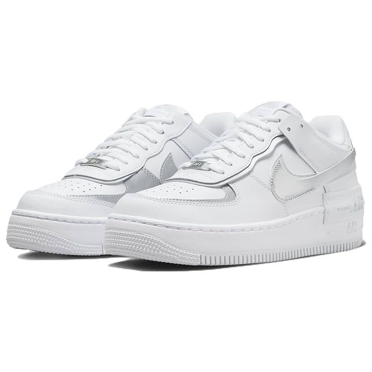 Nike Air Force 1 Shadow White Metallic Silver Женские кроссовки Pure-Platinum Blackened-Blue CI0919-119