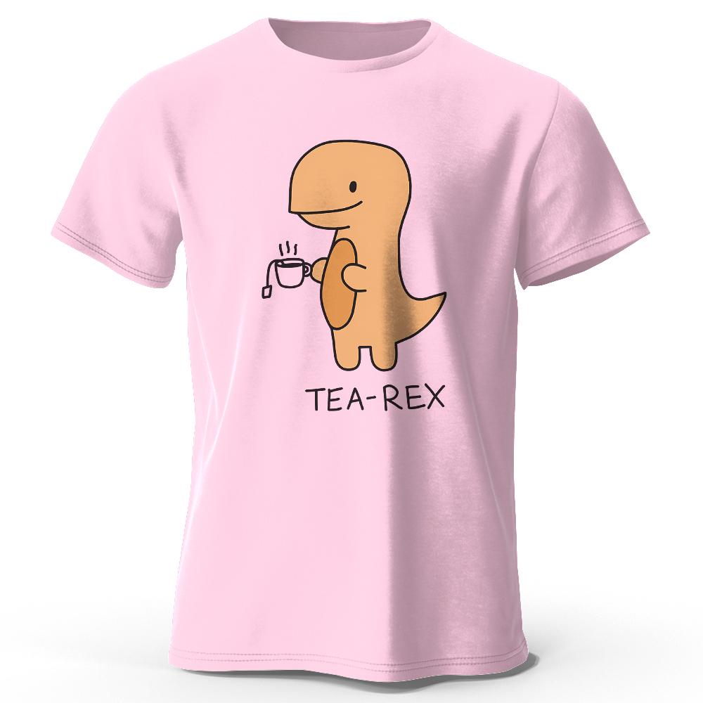TeaRex Dinosaur Printed 100 Cotton TShirt Soft Breathable Round Neck Short Sleeve Tee Unisex Fun Quirky Style
