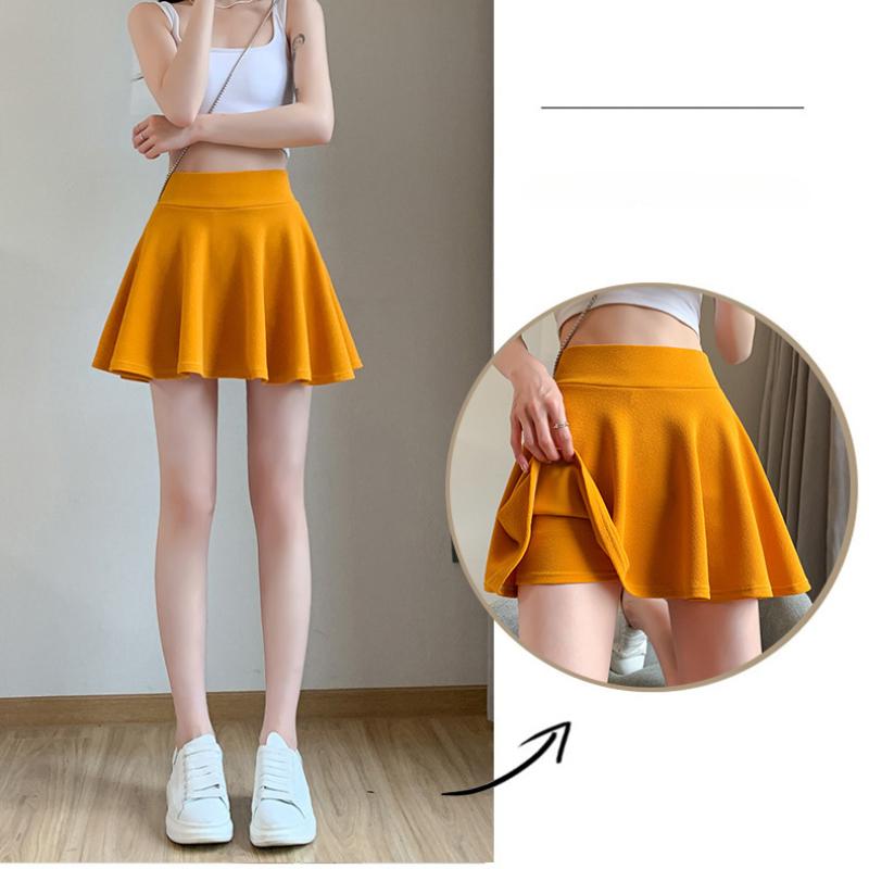 Летние базовые юбки, женские шорты, мини-эластичные плиссированные юбки с высокой талией, юбки-солнце с пузырьками, школьная форма для девочек, защитные брюки на подкладке